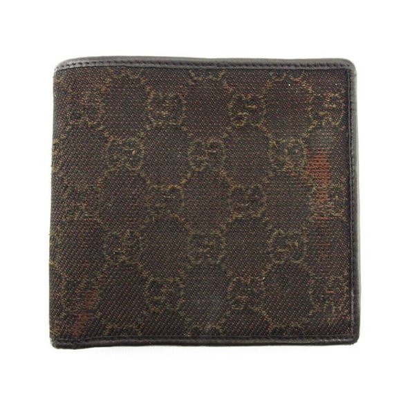 GUCCI two-fold wallet GG canvas beige canvas �~ leather used Authentic - Picture 1 of 9